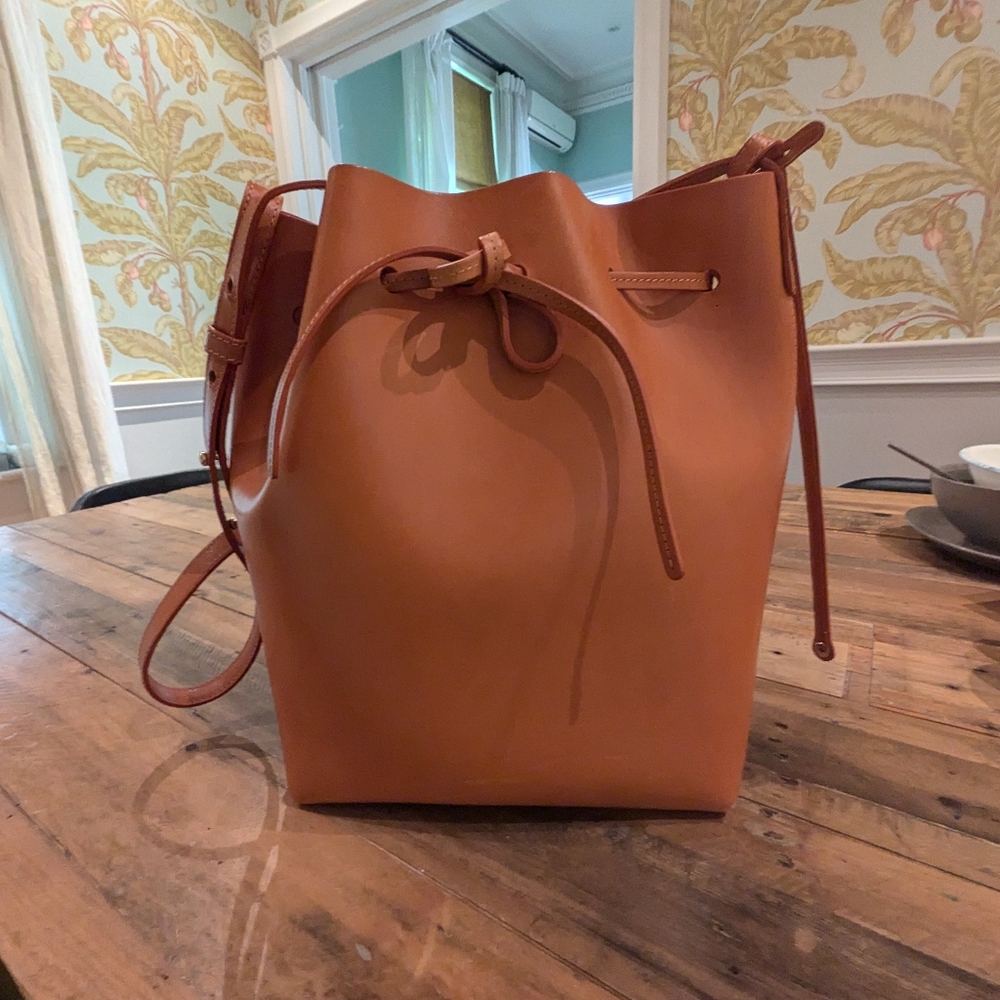 Mansur Gavriel large bucket bag. Brandy color